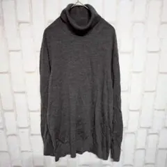 良品★UNIQLO メリノタートルネックセーター ウール100％ グレー XL
