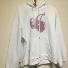 ホワイトチェリープリントパーカー XXL