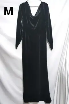 黒 ブラック Vネック ロングワンピース Mサイズ ベロア 海外 US