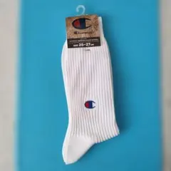 【Champion 】リブ編みソックス 25-27cm ホワイト