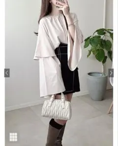 GRL グレイル フリルデザイン ホワイトショルダー ハンドバッグ