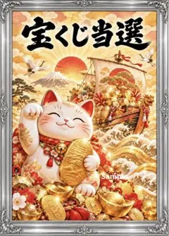 宝くじ当選祈願＊笑顔の招き猫と黄金の宝船
