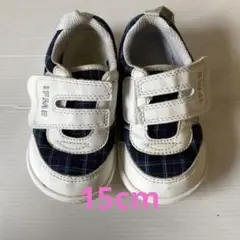 イフミー　チェック柄スニーカー ホワイト/ネイビー