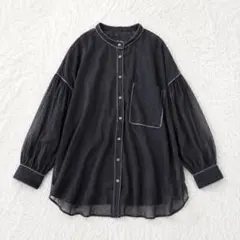 ✨美品✨ クラシカルエルフ バンドカラーシアーパイピングポケットデザインシャツのサムネイル