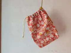 ハンドメイド❁巾着⑨北欧柄オレンジ