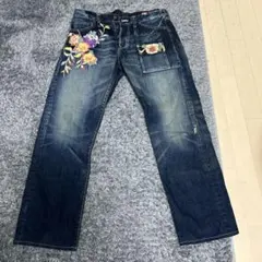 泥棒日記 花柄 デニムパンツ 和柄 和風のサムネイル