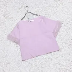 【CECIL McBEE】　ファー付きニット　（Ｍ）　半袖　ピンク　フェミニン