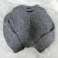 ツイードジャケット カーディガン ノーカラー 黒 白 レディース