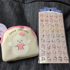 SNOW FRIENDS ゆきだるま ダイカットポーチ＆シールセット
