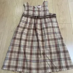 美品　ミキハウス チェック柄 ジャンバースカート 130 秋冬　可愛い