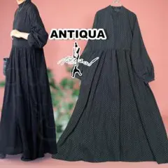 アンティカ パターントルソ 長袖 ロングワンピース マキシ丈 ハイネック