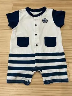 ベビー ロンパース 60-70cm ボーダー クジラワッペン　男の子ベビー服