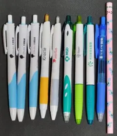 製薬会社ロゴ ボールペン 9本 + 北海道新聞 鉛筆1本 計10本セット まとめ
