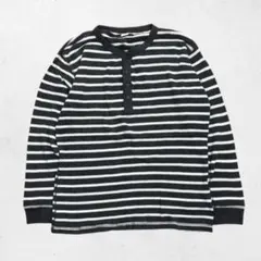 uniqlo ヘンリーネックサーマル　ロンt ボーダー　ワッフル　ストライプ