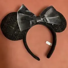 ディズニーカチューシャ 黒ツイード×グレーリボン - メルカリ