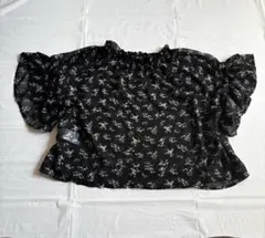 【earth music&ecology】小花柄 シアーブラウス フリルネック