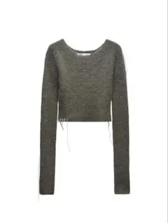 ZARA クロップド丈 ニット セーター カーキ