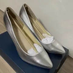 menue シルバー パンプス 8cmヒール　ポインテッドトゥ　スムース調のサムネイル