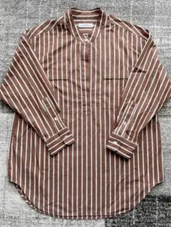 green label relaxing ストライプシャツ　日本製　ノーカラー