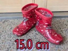 【美品】キッズ 15cm レインブーツ 長靴 ミッキー ミニー 赤