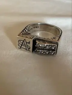 ダイヤモンド♡11号【アガット】プラチナ シルバー スクエア アンティークリング ダイヤモンド♡11号【アガット】プラチナ シルバー スクエア