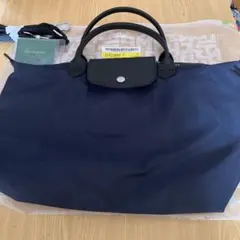 未使用ロンシャン ル プリアージュ エナジートップハンドルバッグMサイズネイビー