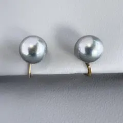 ヴィンテージ ブルーパール 一粒イヤリング ゴールド金具 E-19