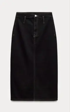 ZARA ザラ　TRF ステッチデニムスカート ブラック