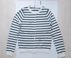 【新品】キャスキッドソン【S】カーディガン 白×ネイビー ボーダー 馬の蹄のサムネイル
