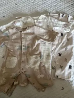 バースデイ、西松屋冬ロンパース3着セット 50、60-70cm