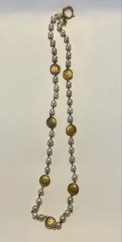 シャネル CHANEL ロングパールネックレス　コインモチーフ