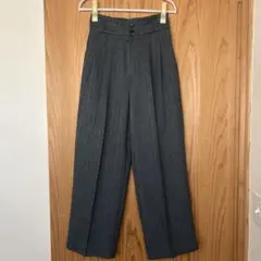 【新品】グローバルワーク　ウールライクストレッチワイドパンツ　ヘリンボーン柄