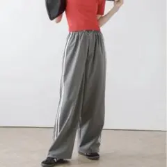 ラインパンツ　M グレー　サイドラインワイドパンツ