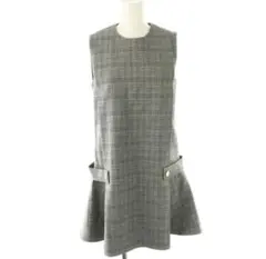 グレー系チェック ノースリーブミニワンピース