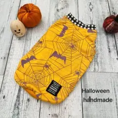 ハンドメイド　犬服　ハロウィン　スパイダースラブ天竺ニット タンクトップ
