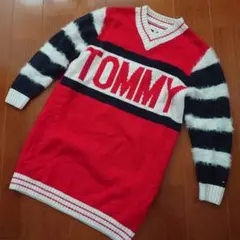 【美品】TOMMY Vネック ロング丈セーター 128cm