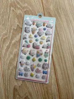 シマエナガ　ふわふわドロップシール　フロッキーシール　コットンパフィシール風