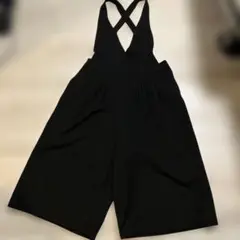 ブラック クロスバック ワイドパンツ サロペット