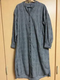 フェリシモ　グレー系チェック ロングシャツ Mサイズ