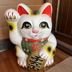 招き猫　アンティーク 古瀬戸 骨董品 招き猫 27cm 完品 ジャパン アンティーク 稀少な大きな