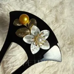 髪飾り 桜 かんざし バチ型 螺鈿 真珠母貝 パール 簪