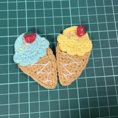 아이스크림 모티프 헤어 클립 2 개 세트