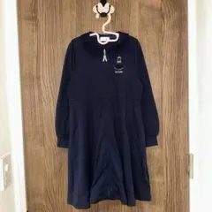 新品未使用　メゾピアノ　バレエ　衿つき　前開きカットワンピース　紺　120cm