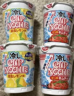 日清 冷しカップヌードル ピリ辛キムチ 鳥塩レモン 4個セットのサムネイル