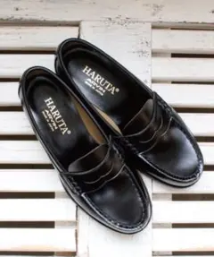 HARUTA ブラックレザー ローファー