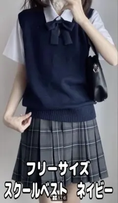 【新品未使用】スクールベスト　ベスト 中学 高校 制服 コスプレ ネイビー　秋