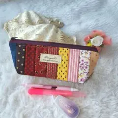 セルスタ ✿ ポーチ (暖色パッチワーク)