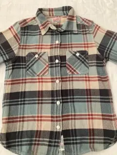 ヒューストン　チェック柄　ブルー系　厚手長袖シャツ　フリーサイズ