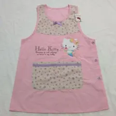 【新品未使用品】Hello Kitty エプロン 花柄 ストライプピンク　保育士のサムネイル