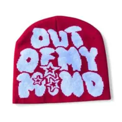 【美品】OUT OF MY MIND ビーニー ホワイトロゴ Y2Kストリート系